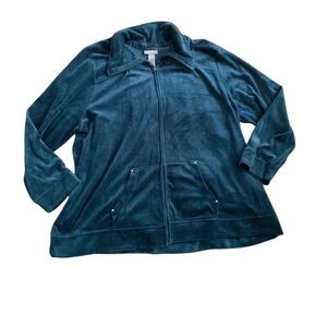Catherine's | Deep Teal Zipper Jacket Plus Size 2X Pockets Luxe Warm